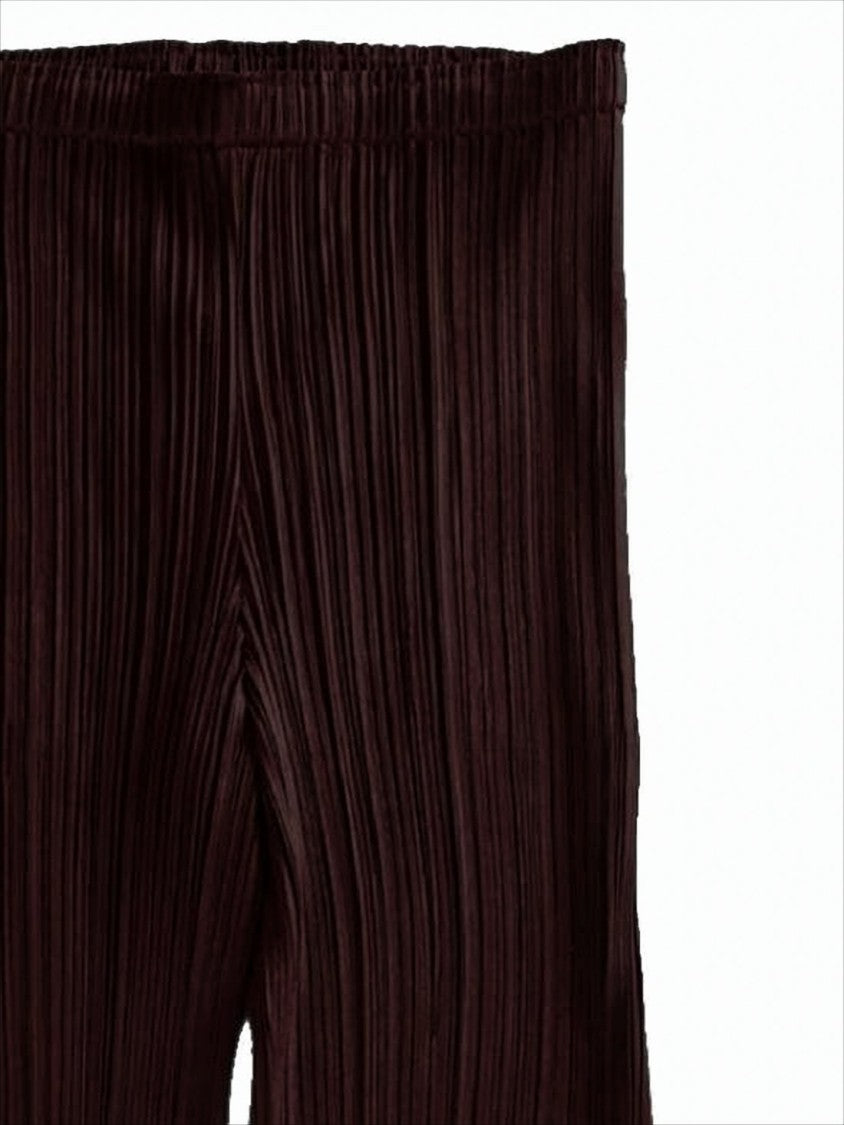 Pleats Please Pleated Texture Straight-Leg Pants With Elastic Waistband