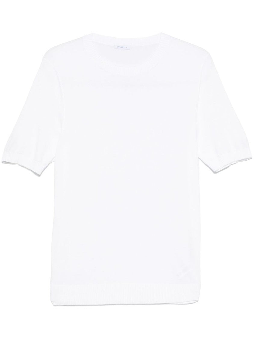 Malo Classic White Cotton Knit T-Shirt