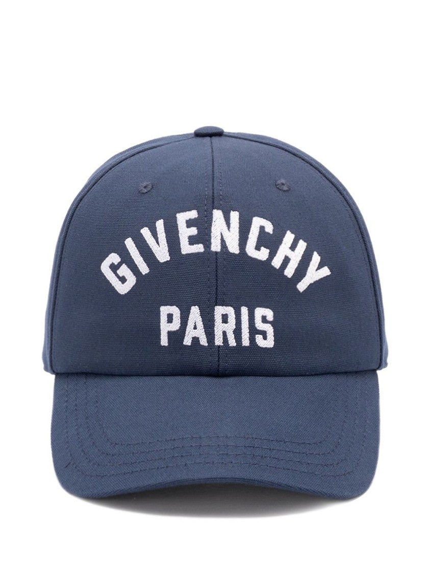 Givenchy Navy Blue Cotton Embroidered Logo Hat