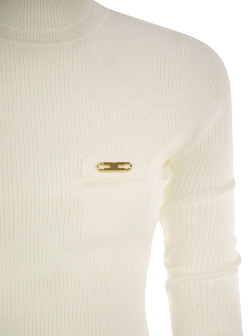 Elisabetta Franchi Ribbed Knit With Pocket