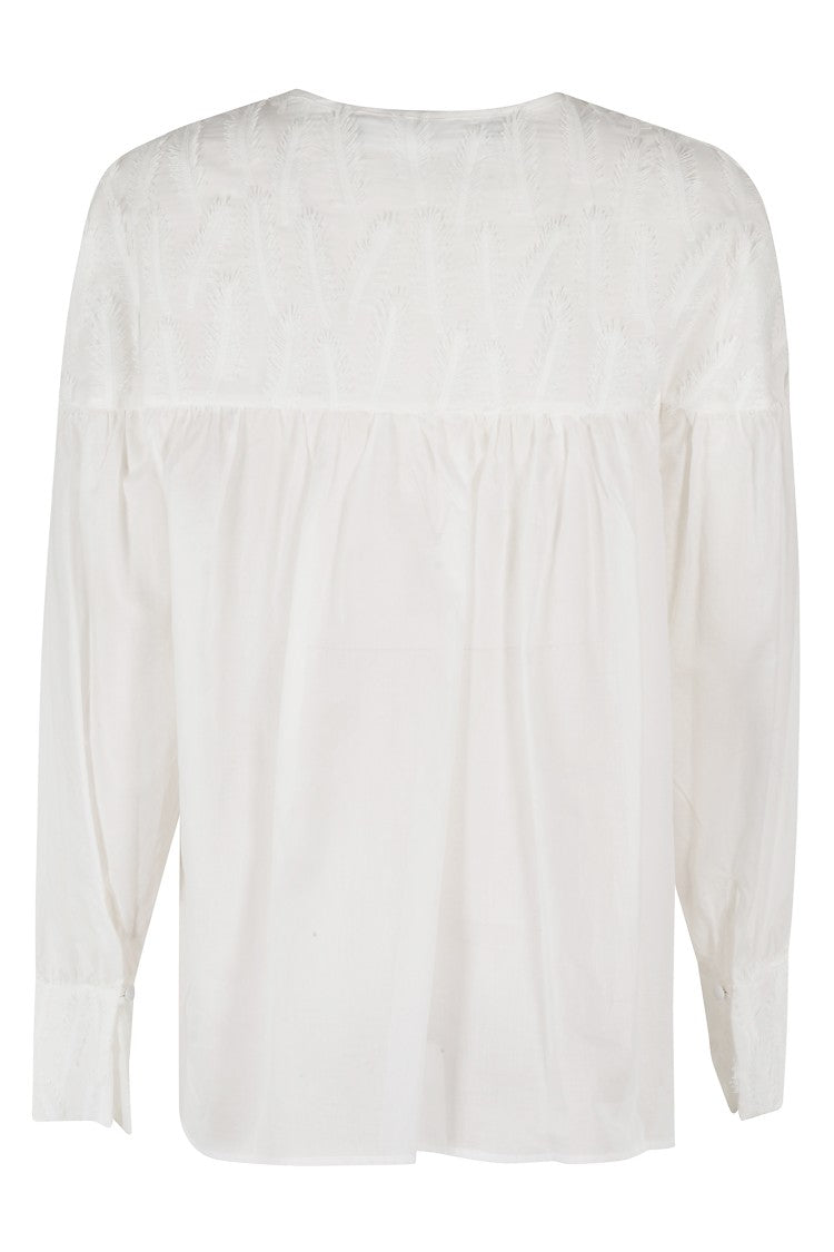Federica Tosi Leaf-Embroidered Blouse With Drawstring Detail