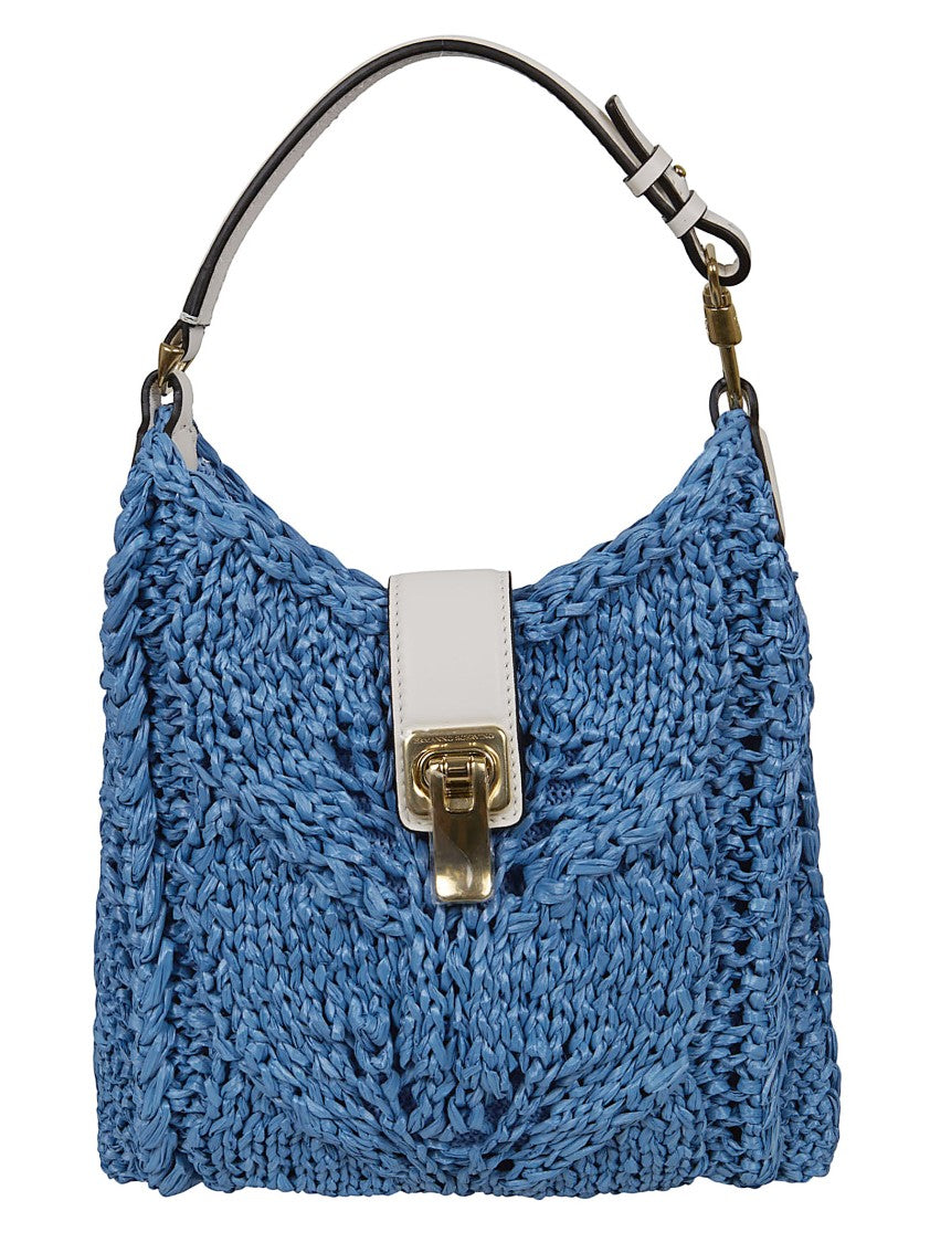 Ermanno Scervino Woven Viscose Handbag With Structured Shape And Gold Accents