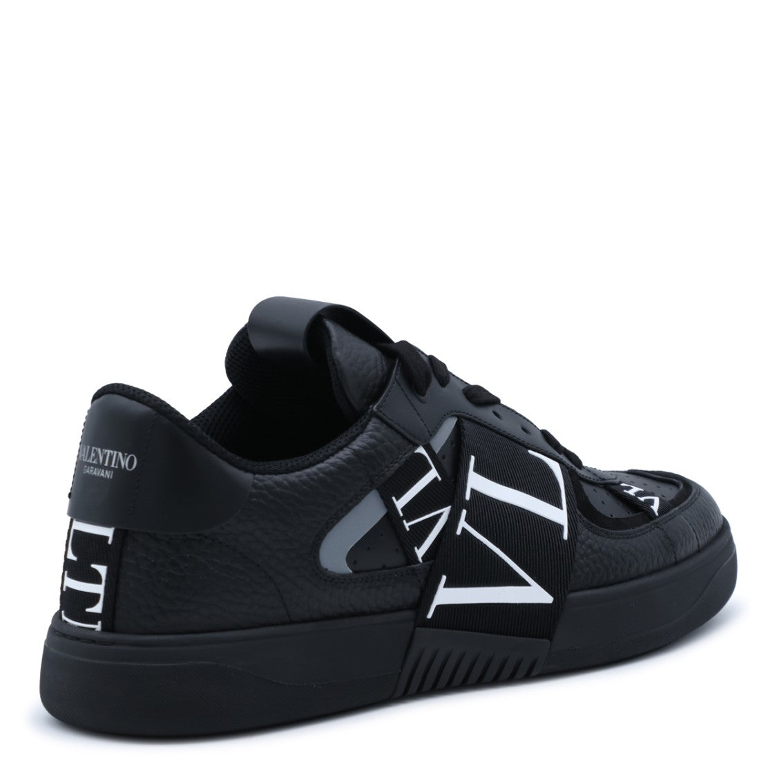 Valentino Garavani Textured Leather Graphic Strap Sneakers