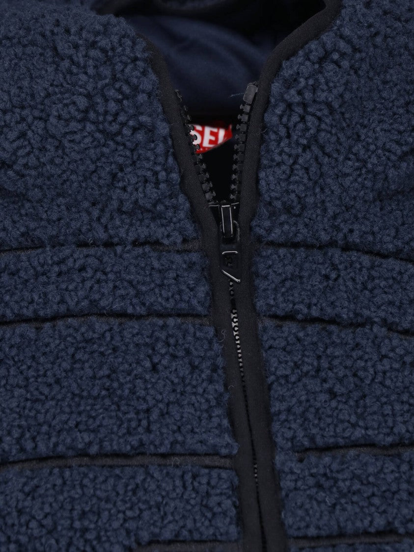 Diesel Blue S-Zat Teddy Hooded Zip Sweatshirt