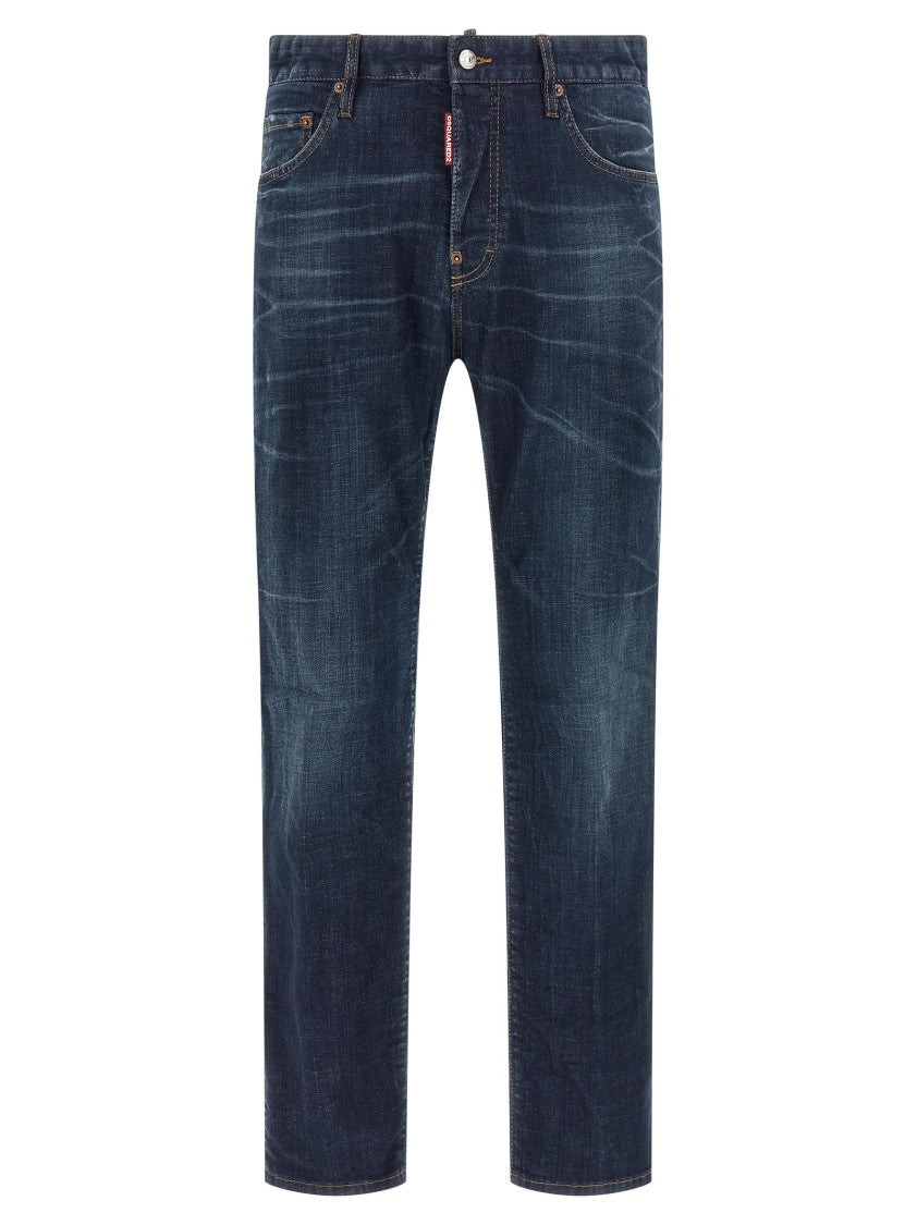 Dsquared2 Tight Leg Cotton Denim Jeans With Used-Effect Wash