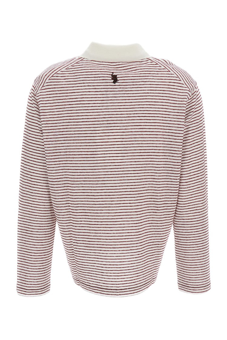 Wales Bonner Pink/Red/White Trust Striped Linen Cotton Polo Shirt