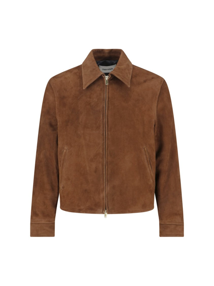 Tonywack Structured Brown Jacket With Front Zipper Closure