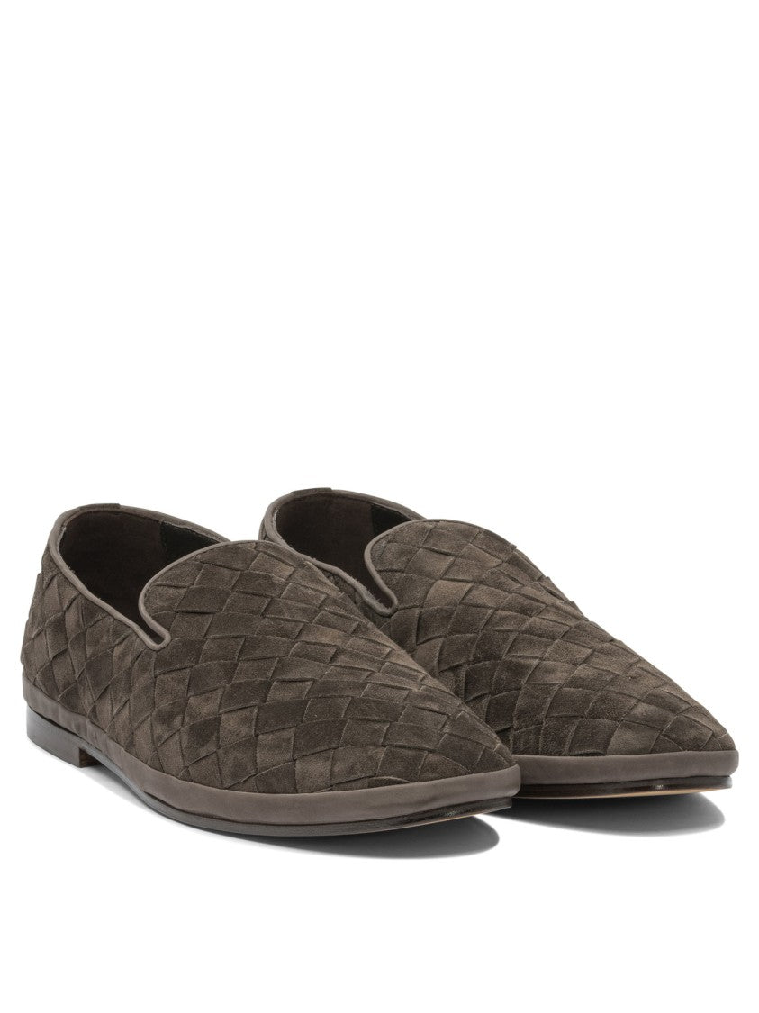Henderson Baracco Woven Leather Loafers With Pointed Toe