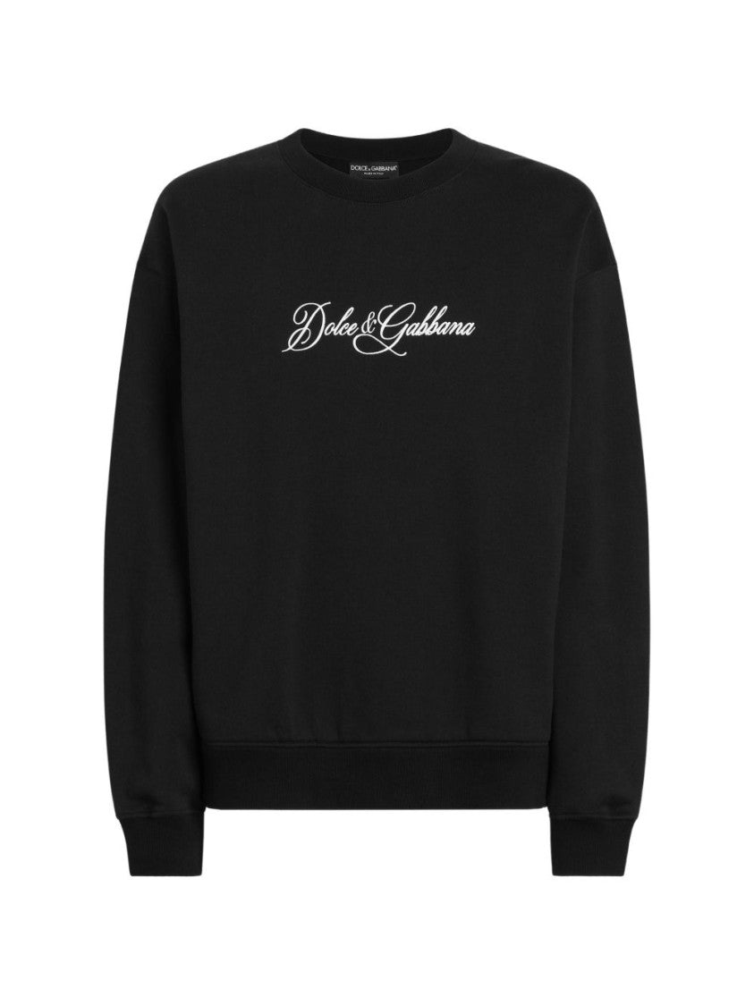 Dolce & Gabbana Black Relaxed Fit Script Logo Sweater