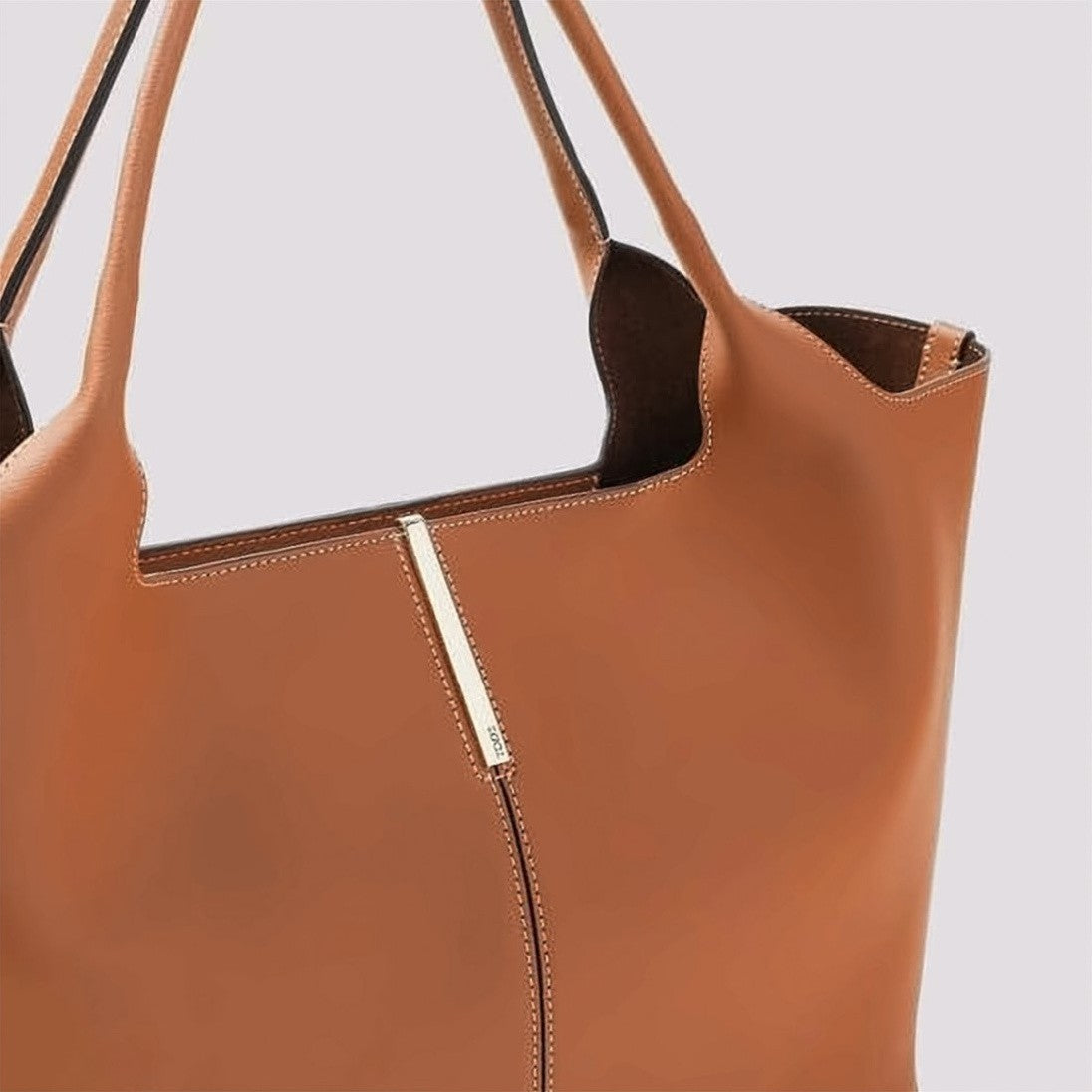 Tod's Structured Calf Leather Tote Bag With Metallic Accent