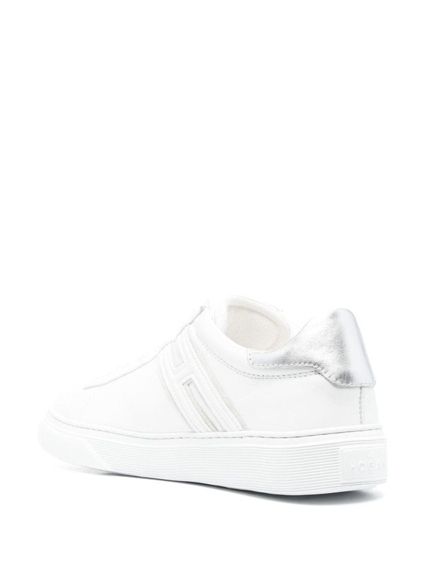 Hogan Leather Low-Top Tonal Metallic Accents Sneakers