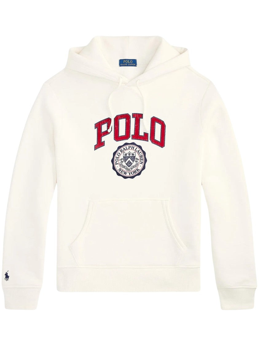 Polo Ralph Lauren Creamy White Fleece Hoodie With Iconic Polo Logo
