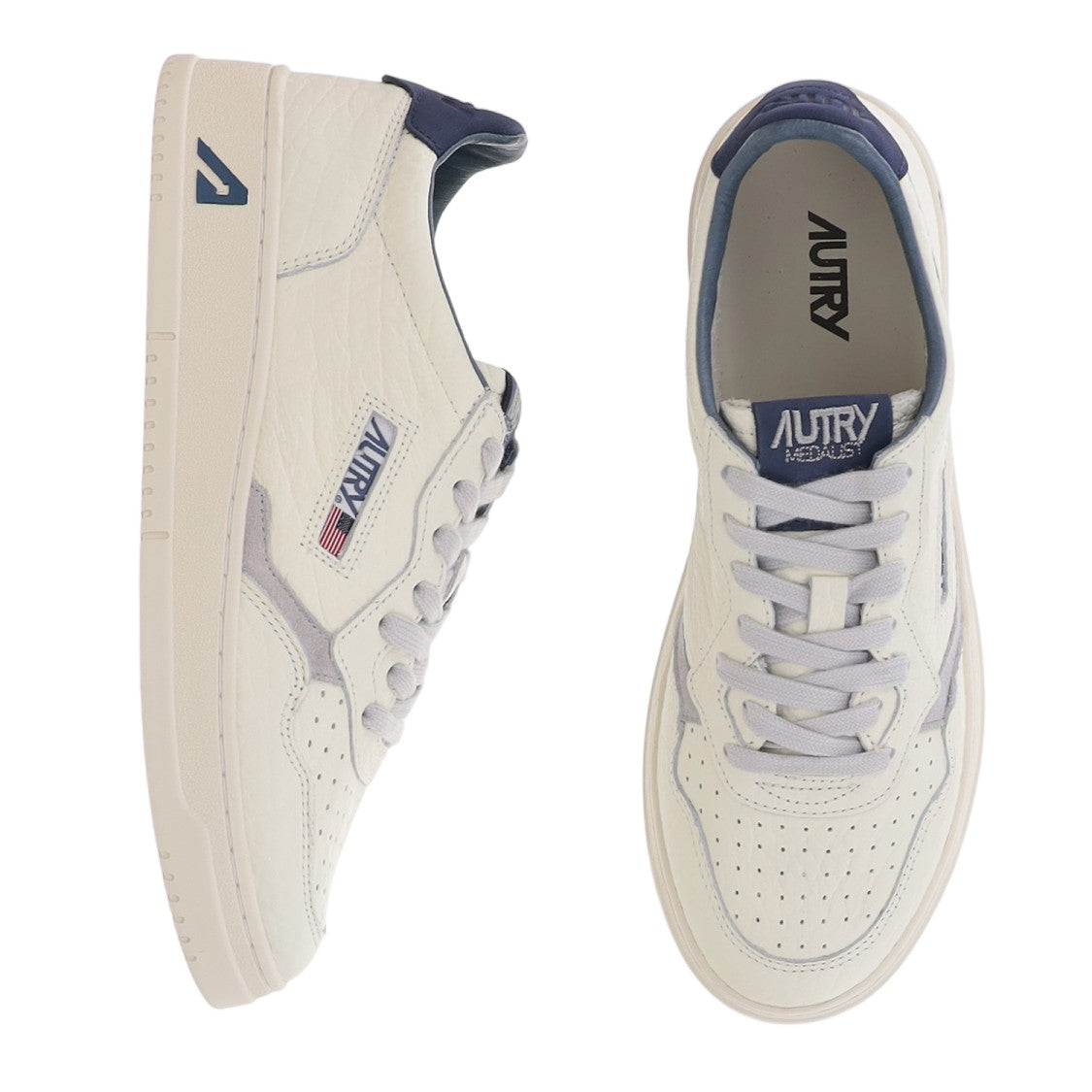 Autry Navy Contrast Heel Leather Sneakers