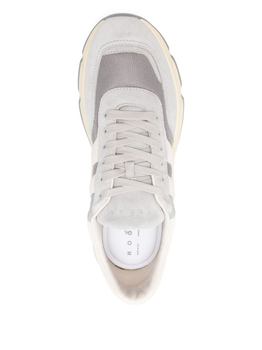 Hogan Silk And Nylon Embroidered Logo Sneakers