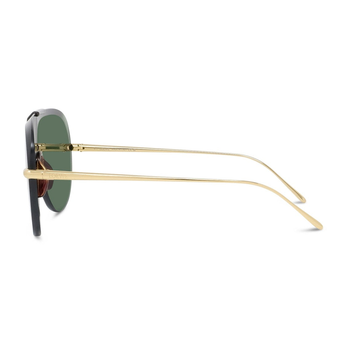 Loewe Gold Havana Wraparound Green Lens Shield Sunglasses