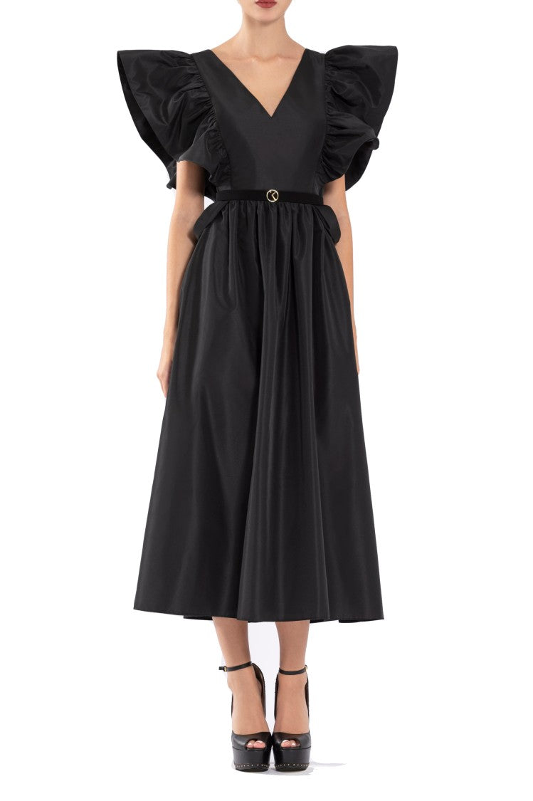 Saiid Kobeisy Taffeta Dress With Gathered Sleeves