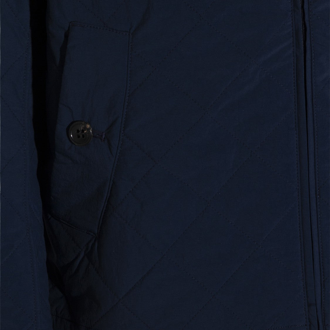 Barbour Quilted Blue Jacket With High Collar