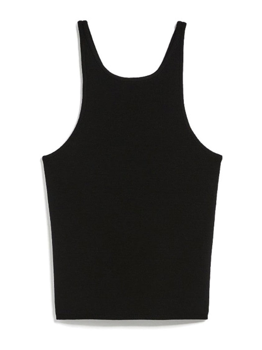 Max Mara Fitted Black Sleeveless Tank Top With Scoop Neckline