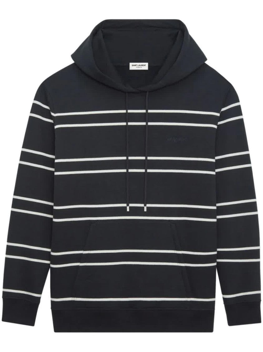 Saint Laurent Black Hoodie Horizontal Stripe Hoodie