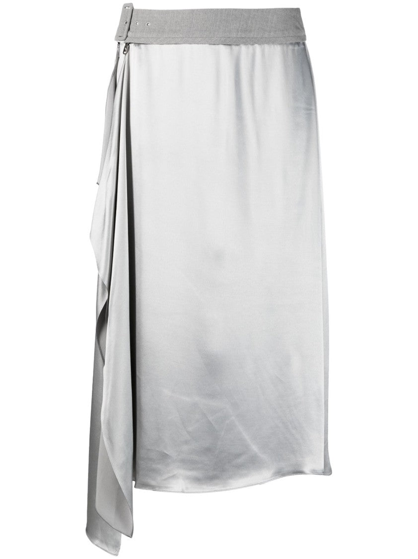 Fendi Asymmetrical Grey Skirt With Draped Detail