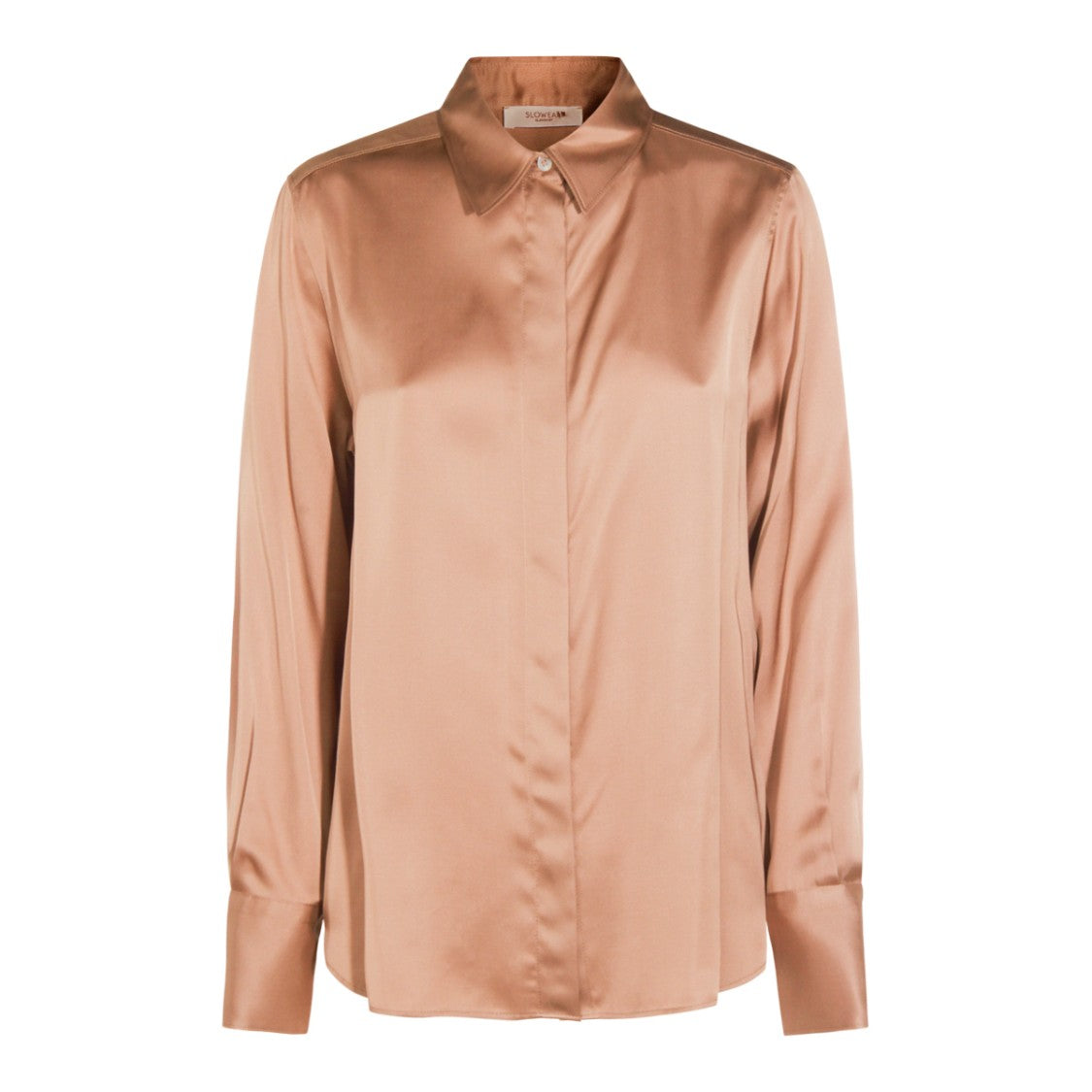 Glanshirt Satin-Finish Brown Shirt With Classic Collar
