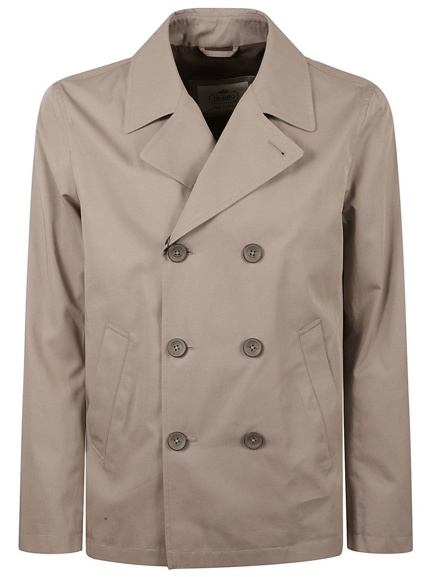 Herno Double-Breasted Dove Grey Coat