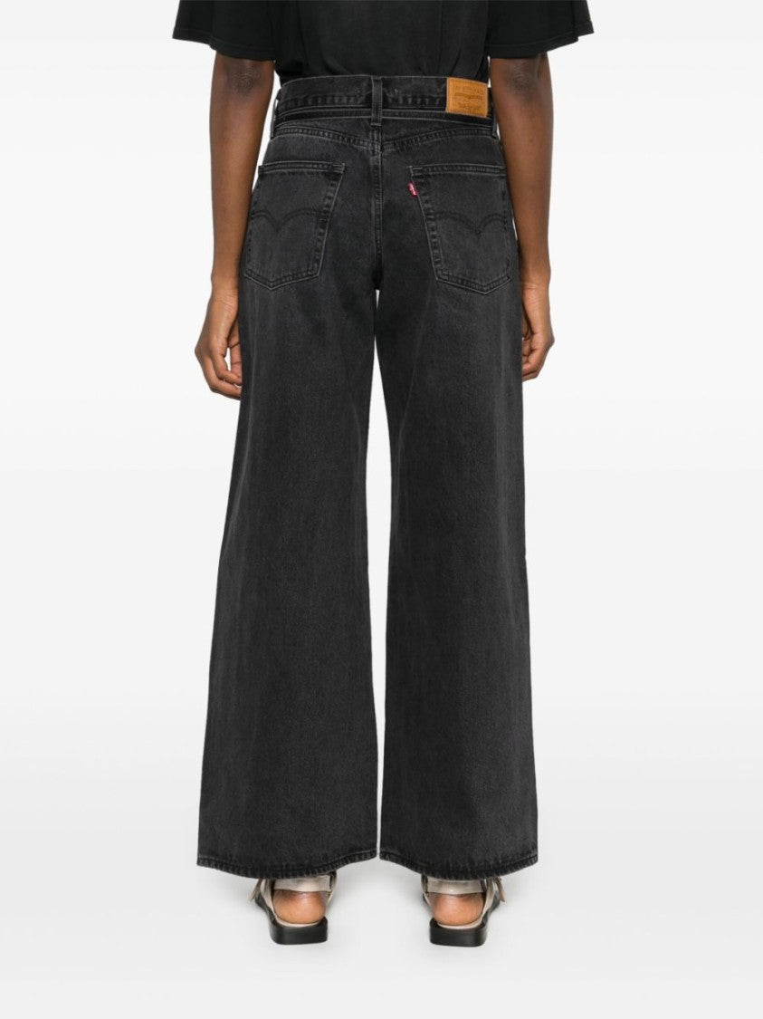 Levi's Straight-Leg Black Denim Jeans With Belt Design And Relaxed Fit
