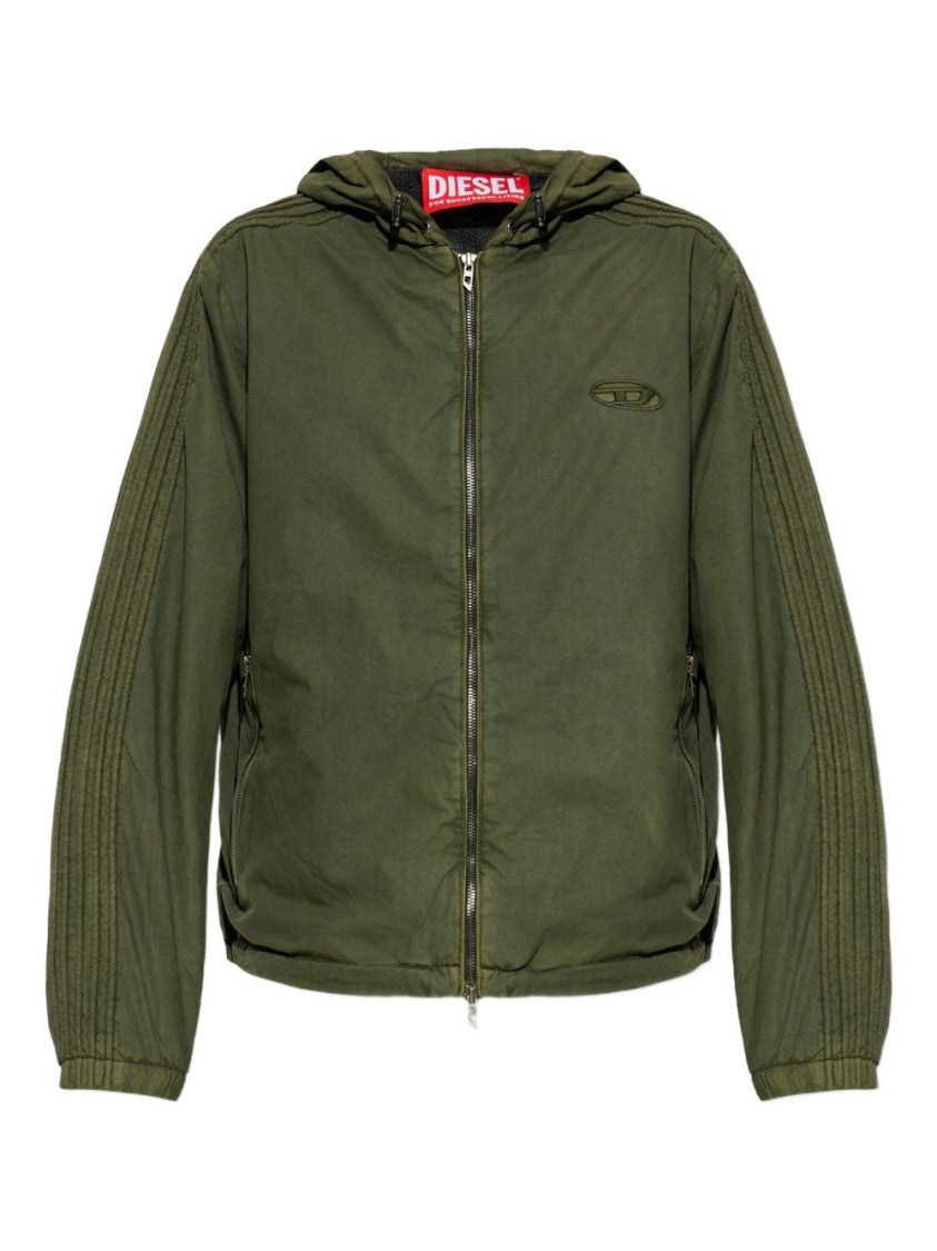 Diesel Green Logo Detail Hooded Zip Jacket