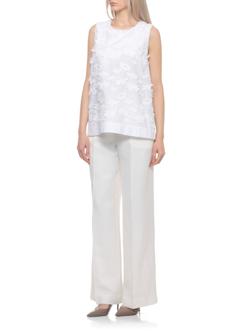 Parosh White Cubo26 Relief Floral Blouse