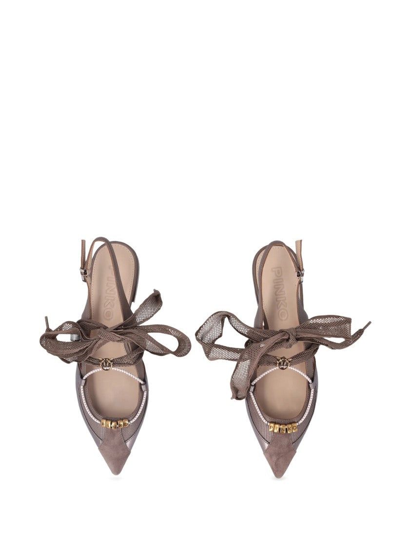 Pinko Gianira 30 Suede/Mesh Slingback Ballerinas
