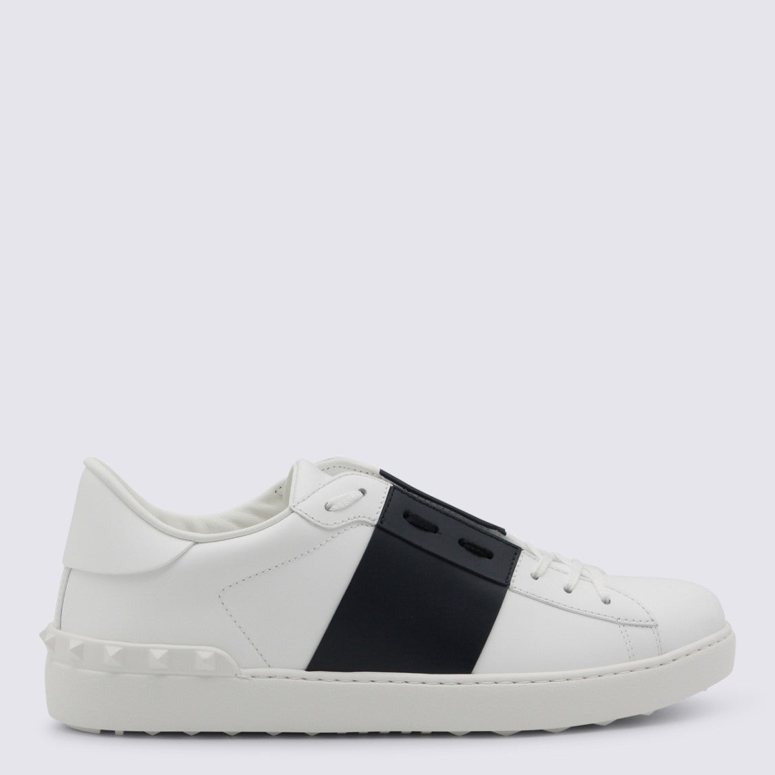 Valentino Garavani White And Blue Leather Open Sneakers