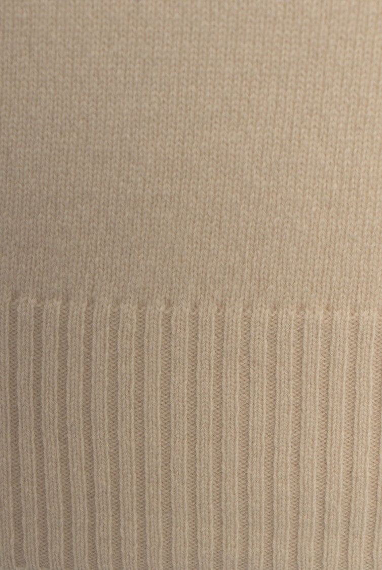 Paolo Pecora Beige Virgin Wool Turtleneck Sweater With Ribbed Detailing