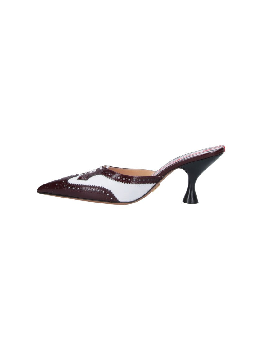 Thom Browne Brown Pointed-Toe Sculpted Heel Leather Mules