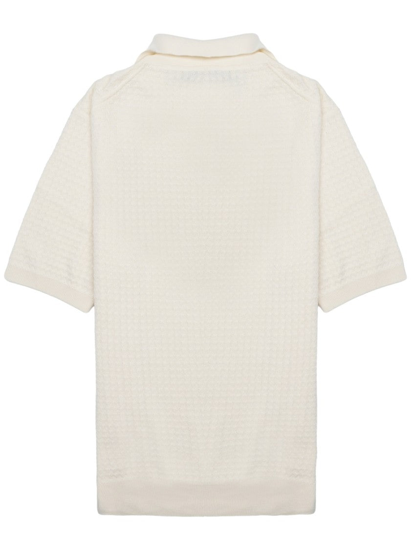 Luigi Gentile Textured Cotton Polo Shirt With Open Collar
