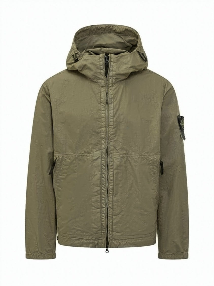 Stone Island Matte Finish Casual Jacket With Adjustable Hood