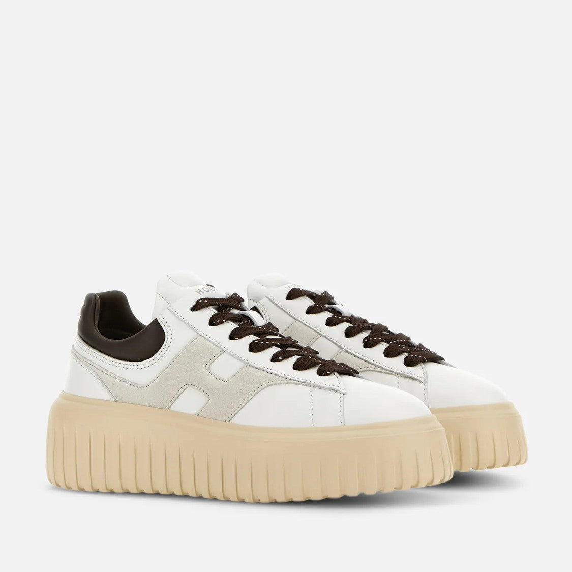 Hogan Lace-Up Platform Shoes With H-Stripe Design