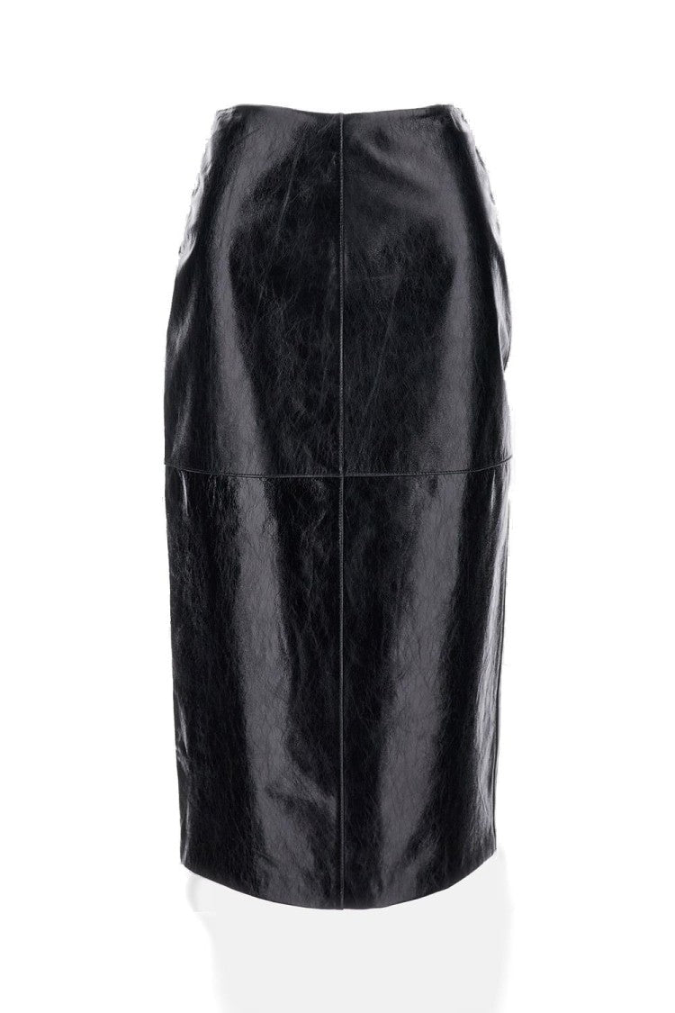 Sportmax Sculpted Leather Midi Skirt