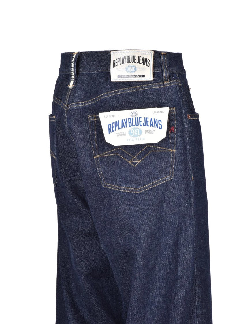 Replay Blue Cotton Straight Jeans