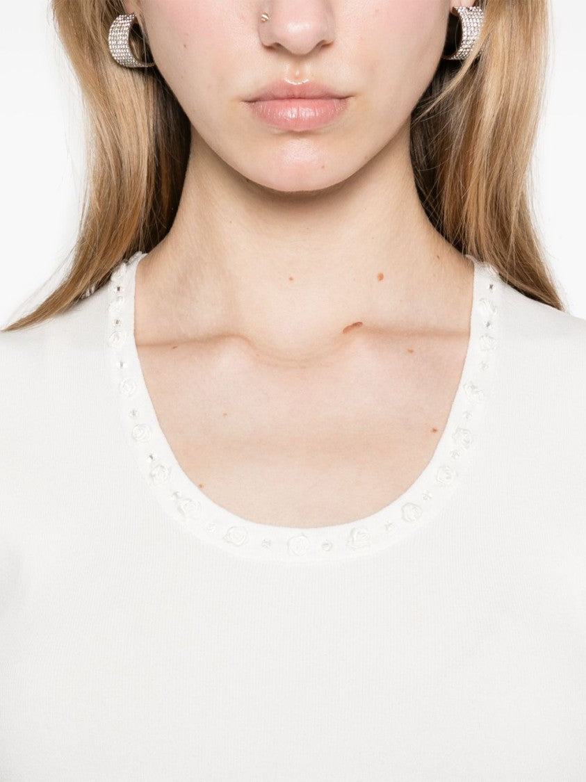 Blugirl Bead Embellished White Knit Sweater