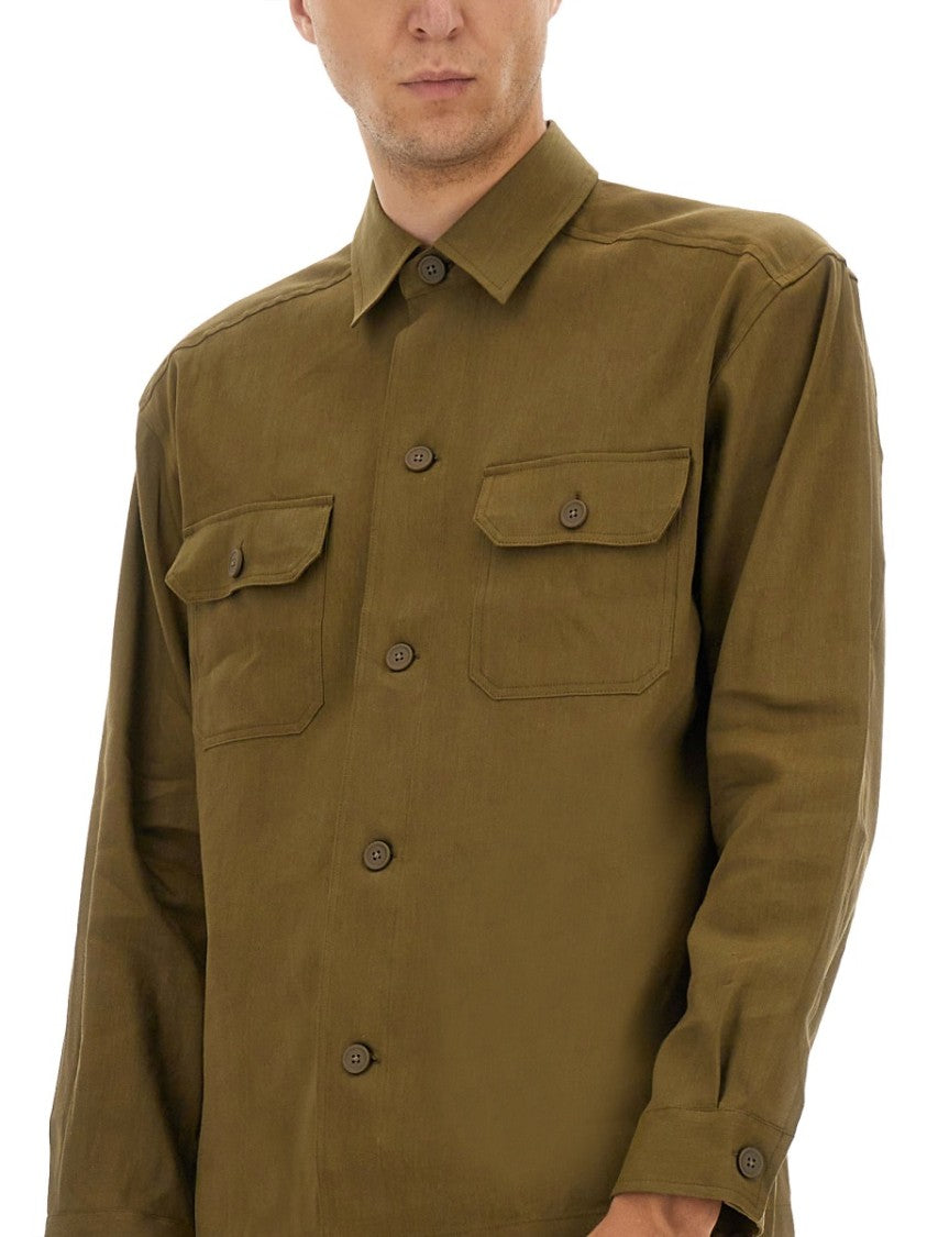 Boss Stretch Linen And Viscose Shirt