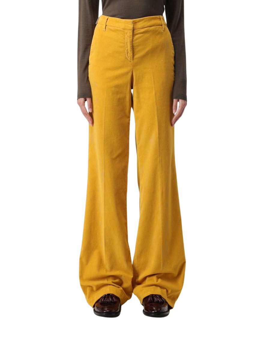 Jacob Cohen Soft Yellow Wool With Flared Leg Trousers