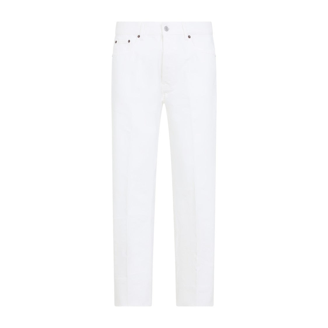 Celine Mid-Waist Straight-Leg White Denim Jeans With 5-Pocket Design
