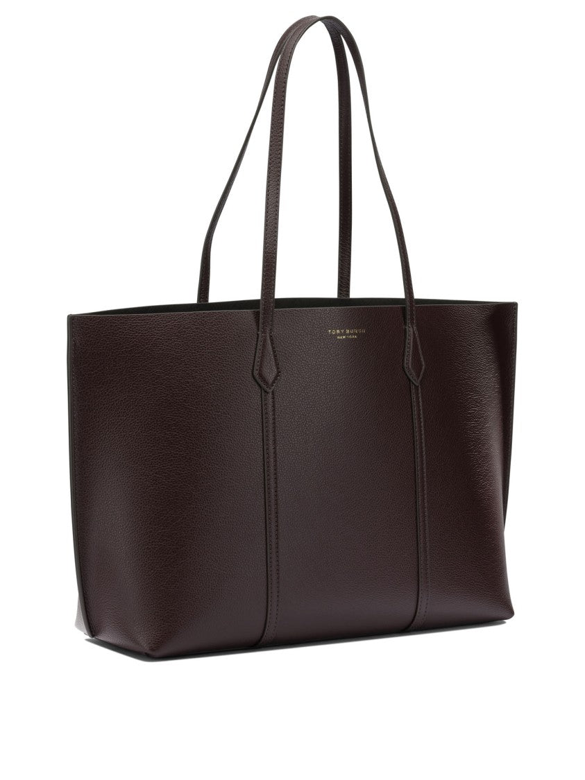 Tory Burch Rectangular Brown Textured Leather Shoulder Bag With