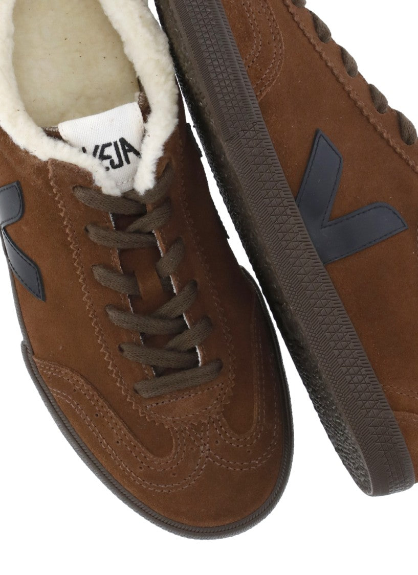 Veja Volley Winter Brown Shearling Suede Low-Top Sneakers