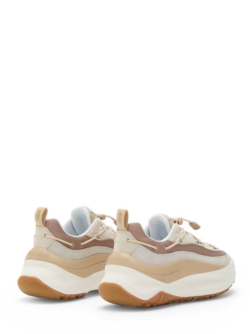 Moon Boot Layered Chunky Sole Lace-Up Boots In Beige