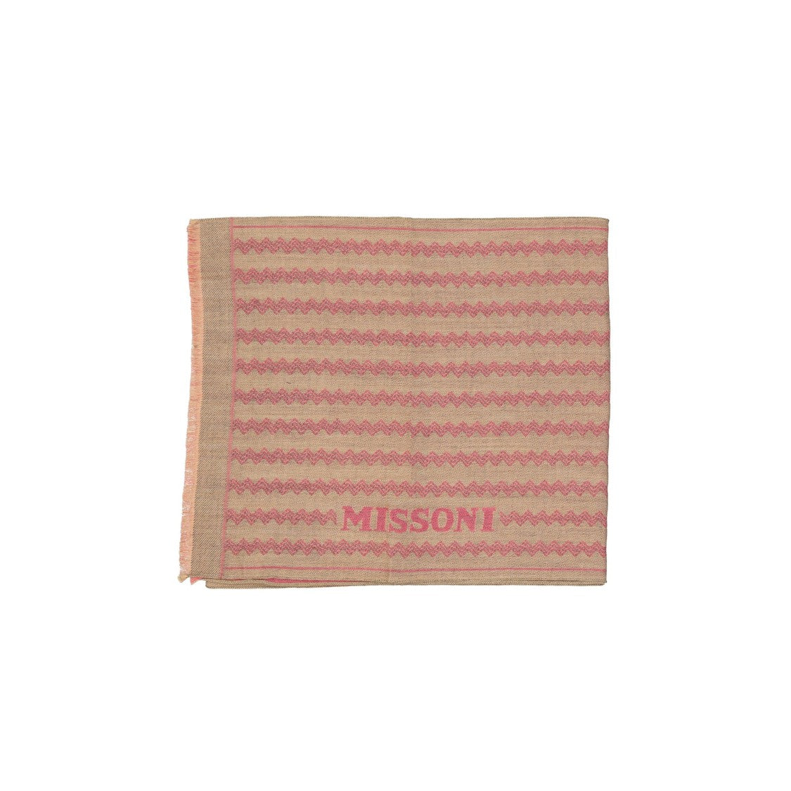 Missoni Fringe Finish Wool Scarf With Zigzag Pattern
