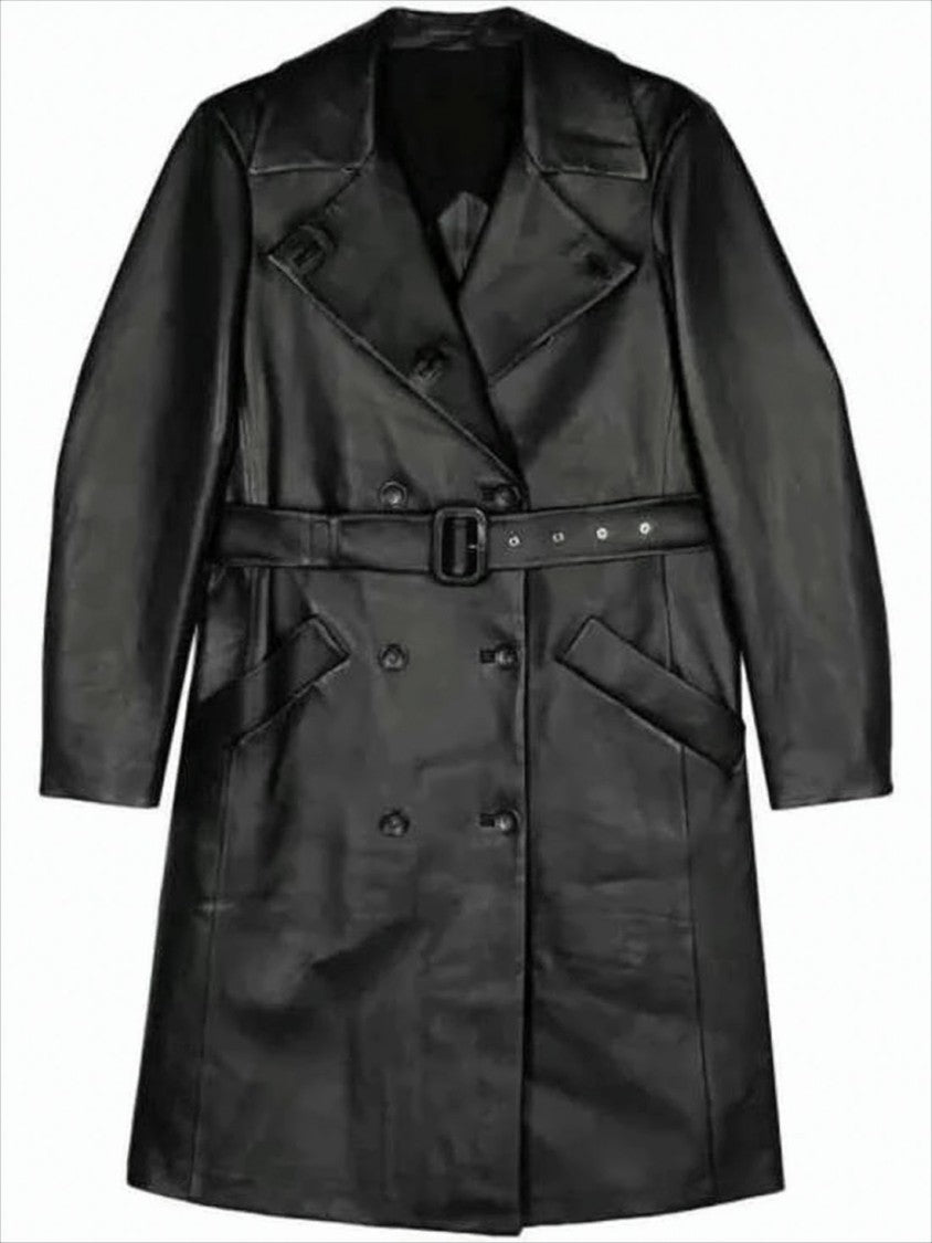 Max Mara Double-Breasted Nappa Leather Coat With Belted Waist