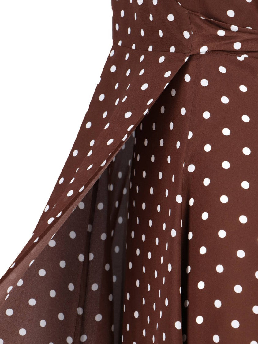 Parosh Maxi Polka Dot Dress – Brown