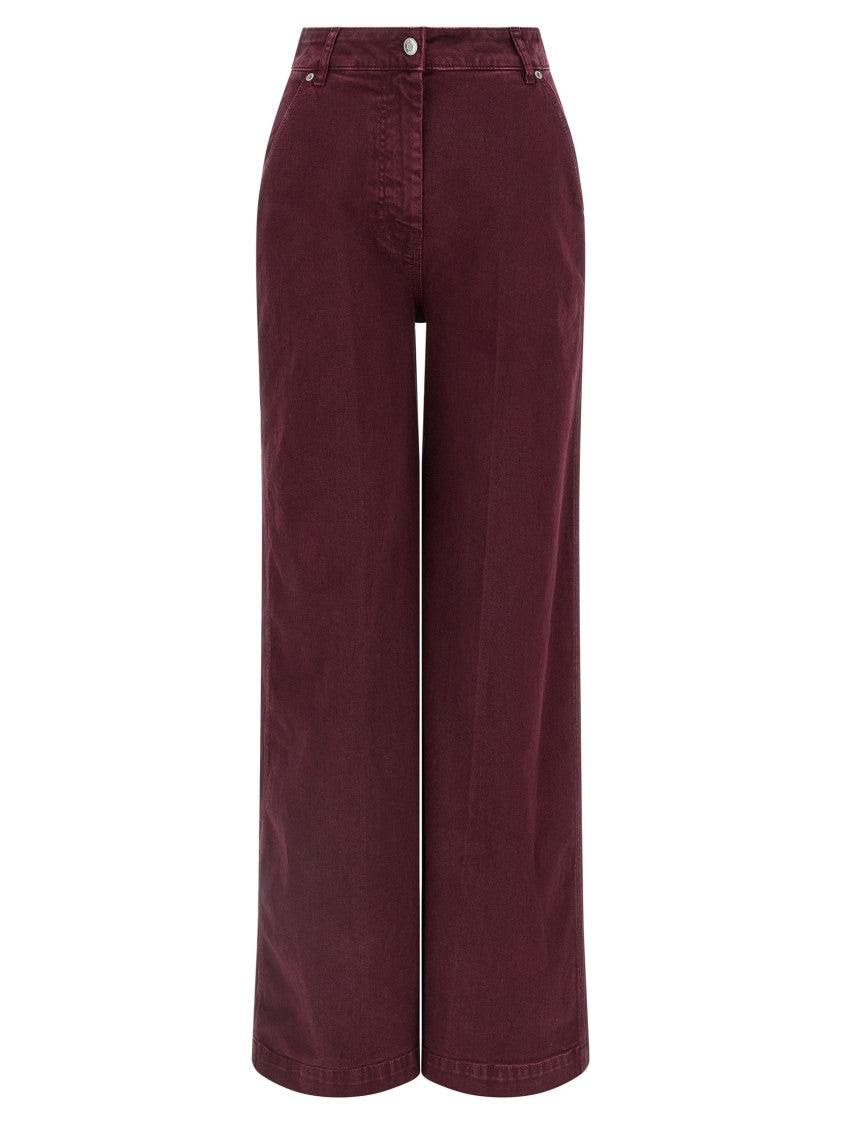 Nude High-Waisted Wide Leg Jeans With Stretched Pleat Detail