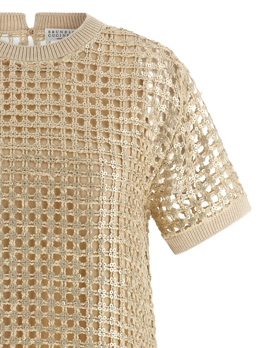 Brunello Cucinelli Dazzling Linen And Silk Sequin Mini Dress
